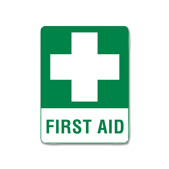 AeroSupplies Medium Metal First Aid Sign 45x30cm durable metal WHS compliance sign