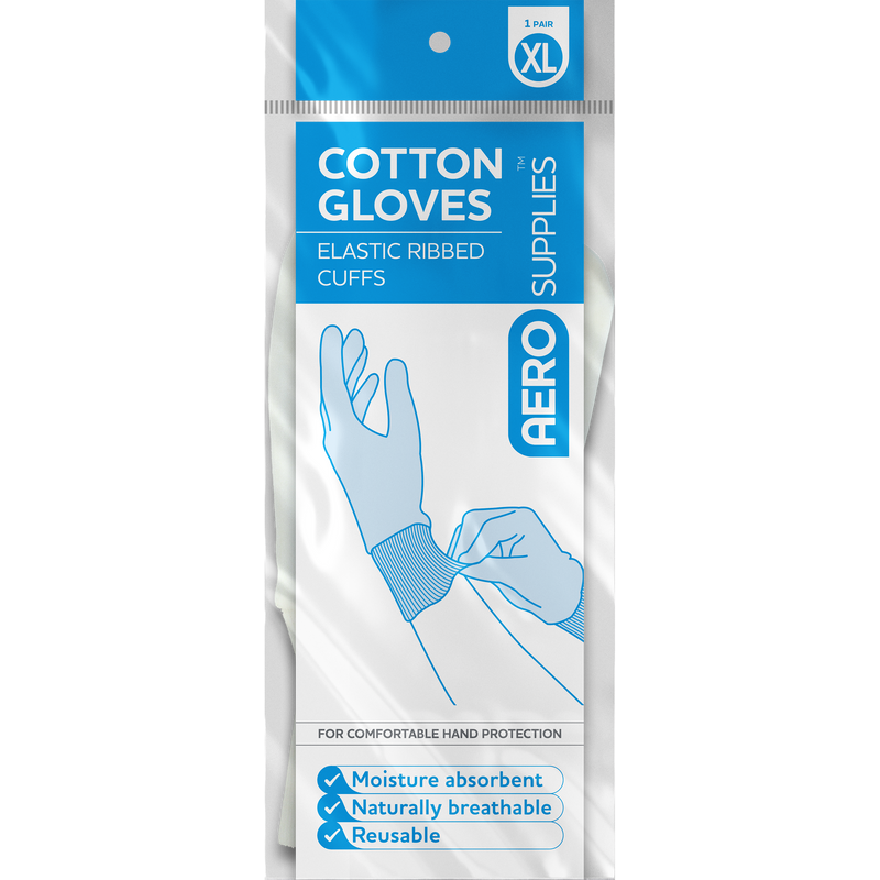AeroSupplies X-Large Cotton Gloves Pair breathable reusable cotton gloves for wound care
