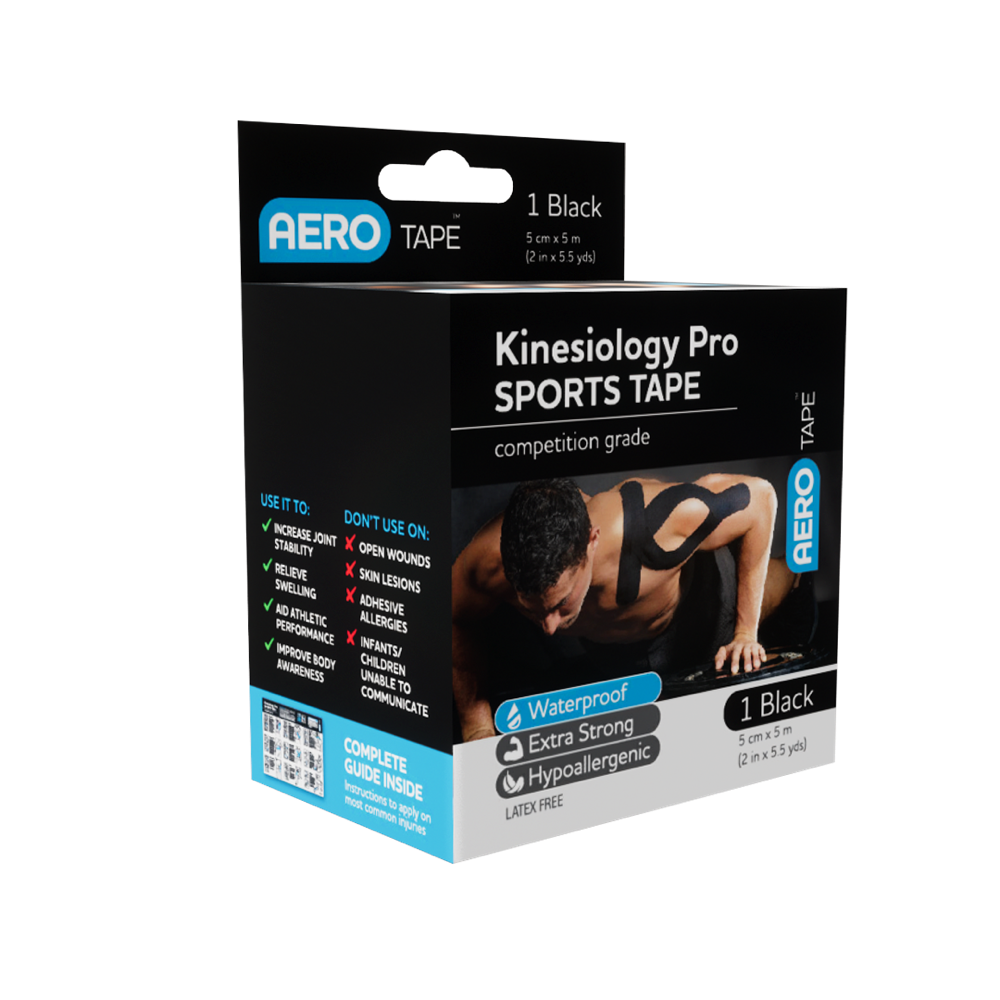 AeroTape Black Kinesiology Pro Sports Tape 5cm x 5m professional kinesiology tape