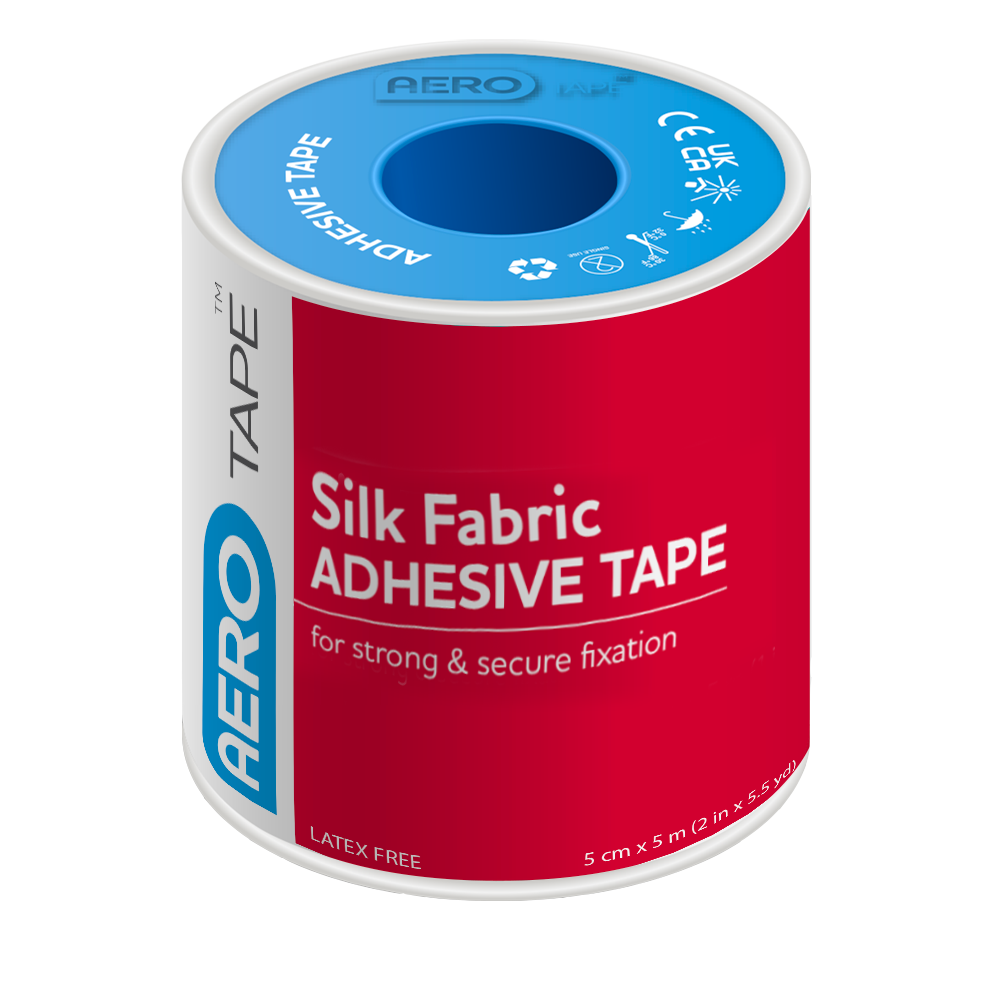 AeroTape Silk Fabric Adhesive Tape 5cm x 5m hypo-allergenic silk fixation tape
