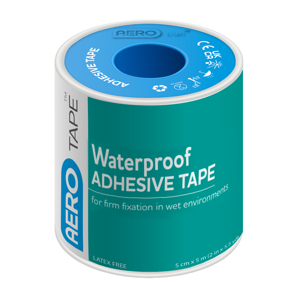 AeroTape Waterproof Adhesive Tape 5cm x 5m reliable fixation in wet or humid conditions for dressings and medical devices