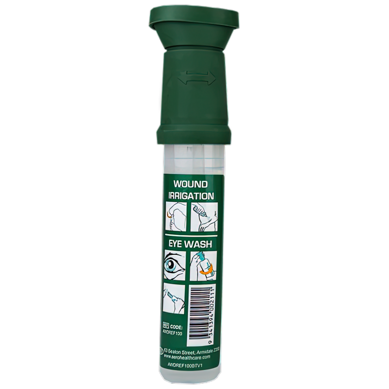 AeroWash Drop Eyewash Bottle 100mL sterile saline for chemical splash and foreign body eye decontamination