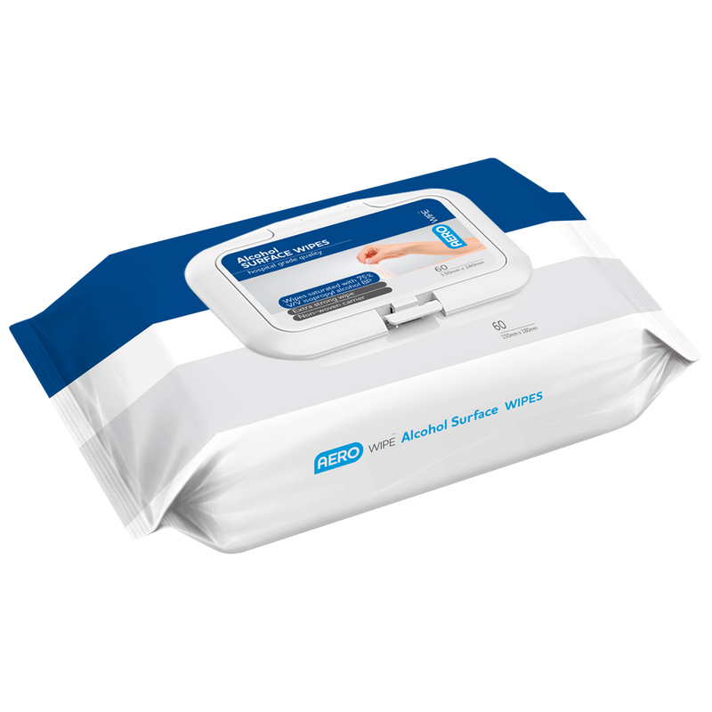 AeroWipe 75% Isopropyl Alcohol Surface Wipes pouch of 60 disinfecting surface wipes