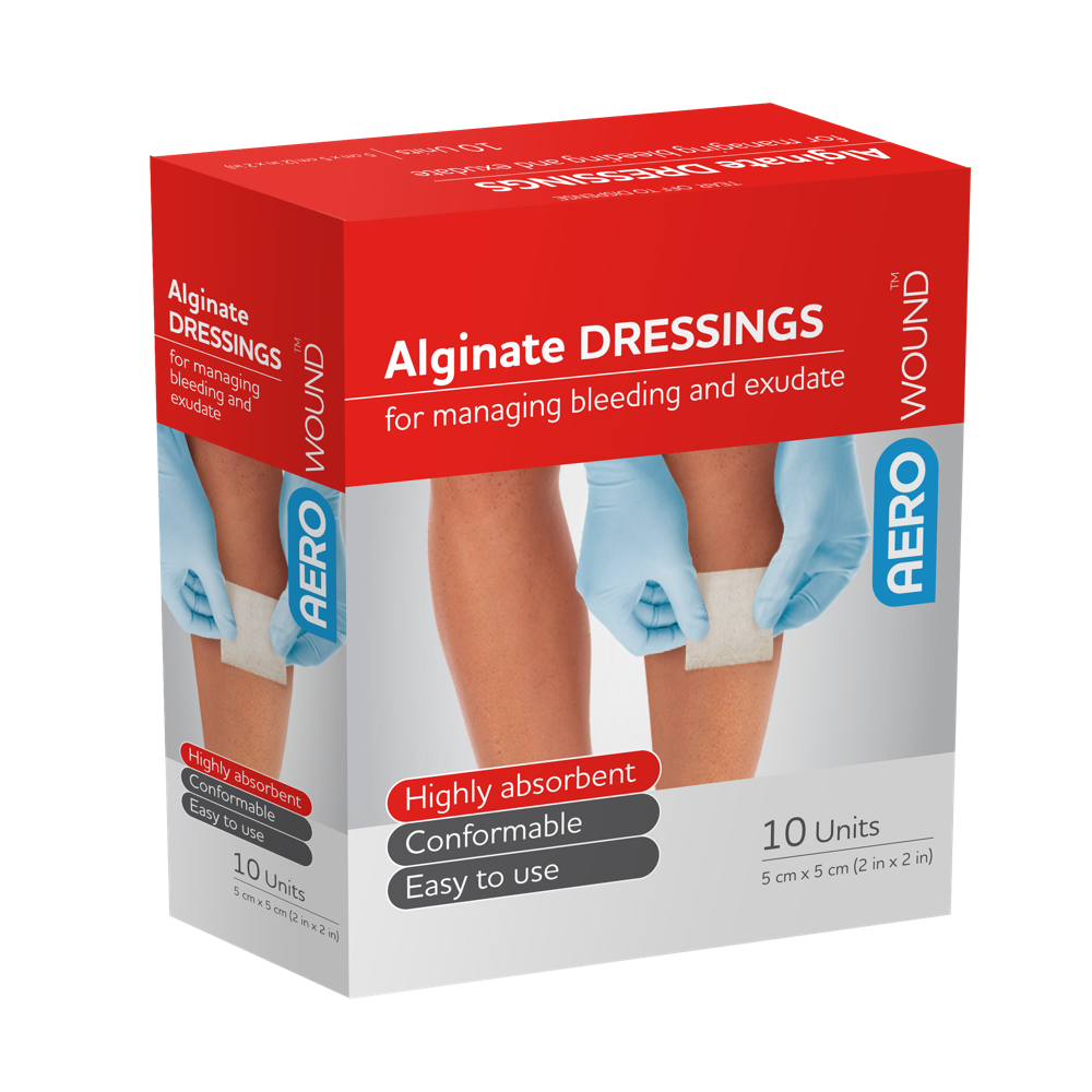 AeroWound Alginate Dressing 5 x 5cm Box 10 naturally derived seaweed alginate dressing for moist wound healing