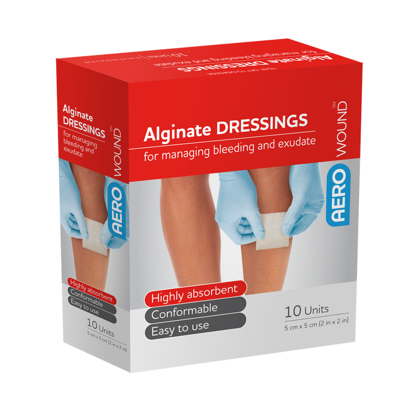 AeroWound Alginate Dressing 5 x 5cm Box 10 naturally derived seaweed alginate dressing for moist wound healing