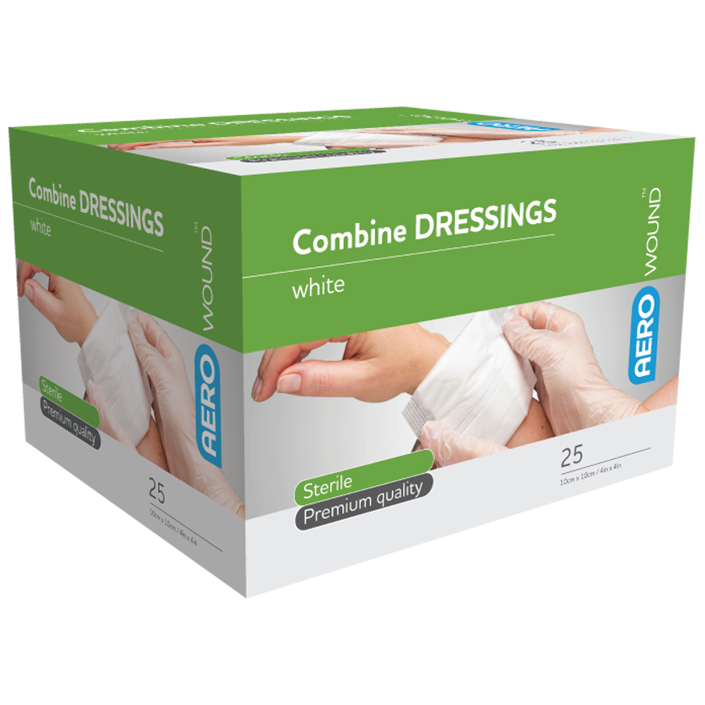 AeroWound Combine Dressing 10 x 10cm box of 25 high-absorbency combine pad for large wound coverage