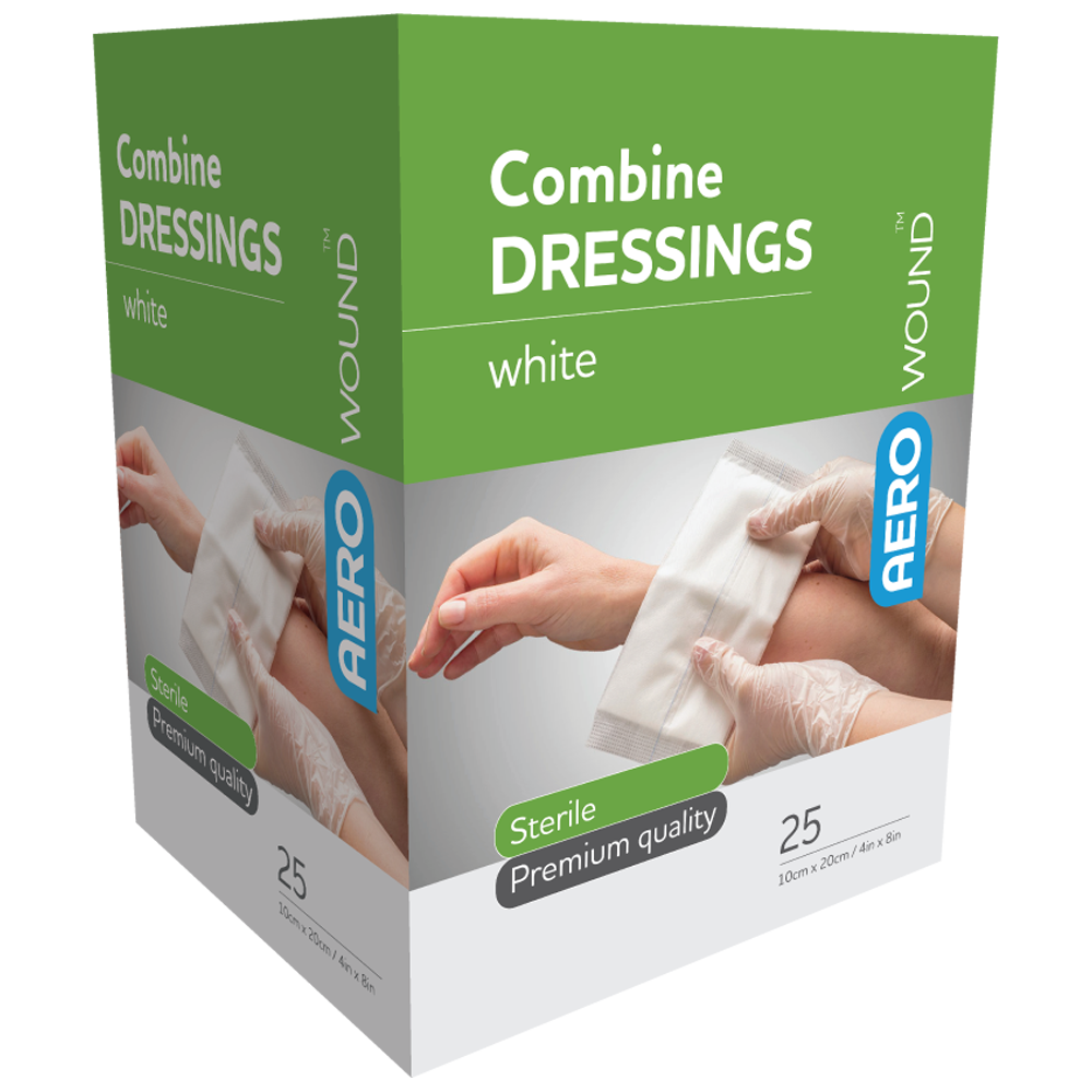 AeroWound Combine Dressing 10 x 20cm box of 25 high-capacity wound cushioning for post-surgical burns and heavy exudate wounds