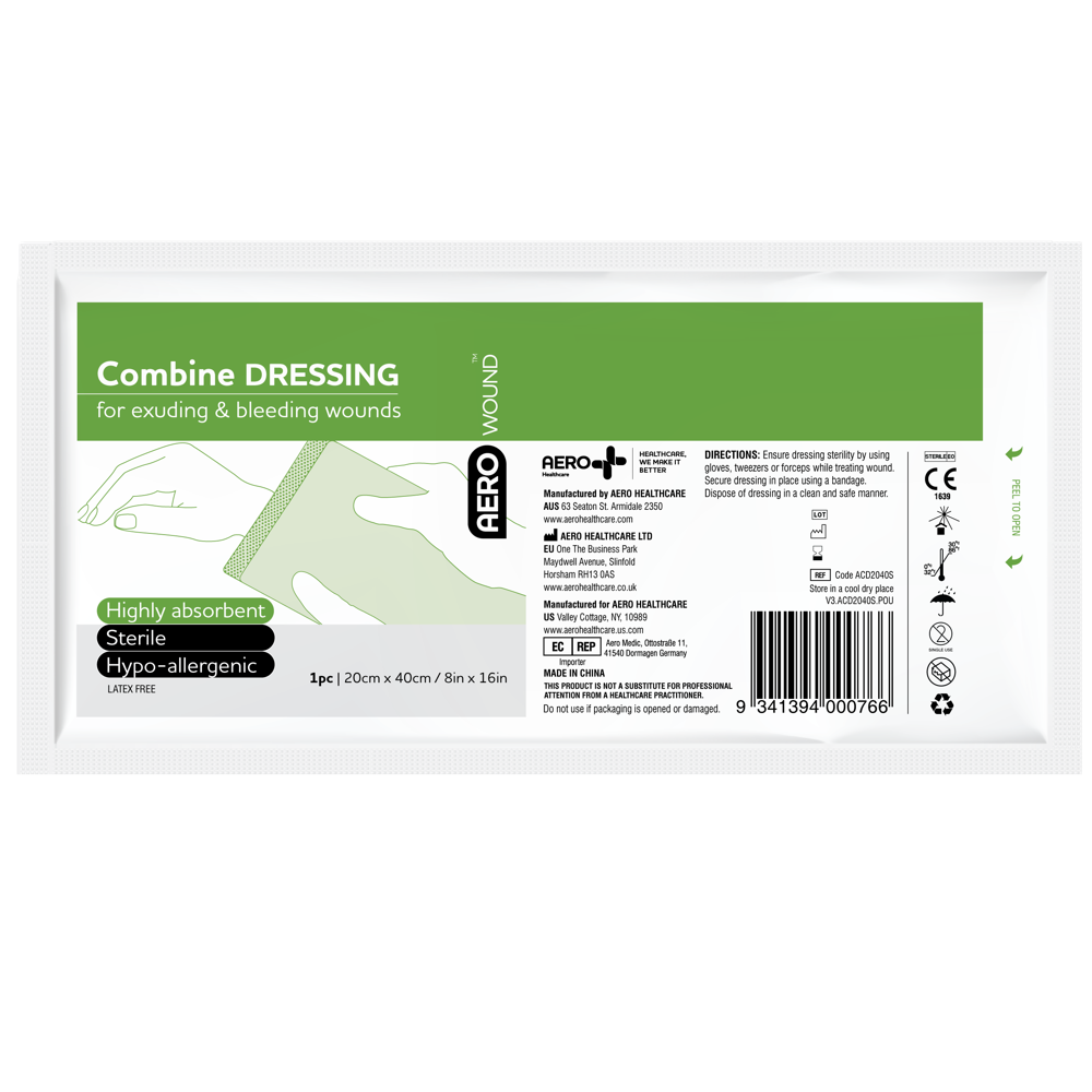 AeroWound Combine Dressing 20x40cm large low-adherent absorbent dressing