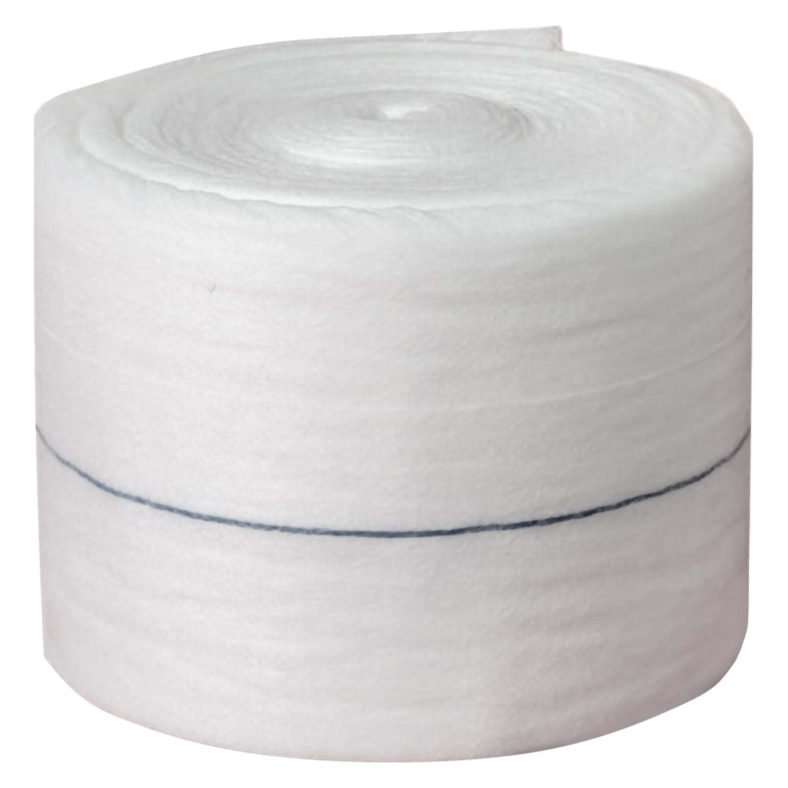 Front product view of the AeroWound Combine Dressing Roll showing the tightly wound white absorbent material and visible dark guide line around the roll. The simple isolated presentation clearly displays the substantial continuous format designed to provide 10cm wide wound padding that can be cut to the required length.