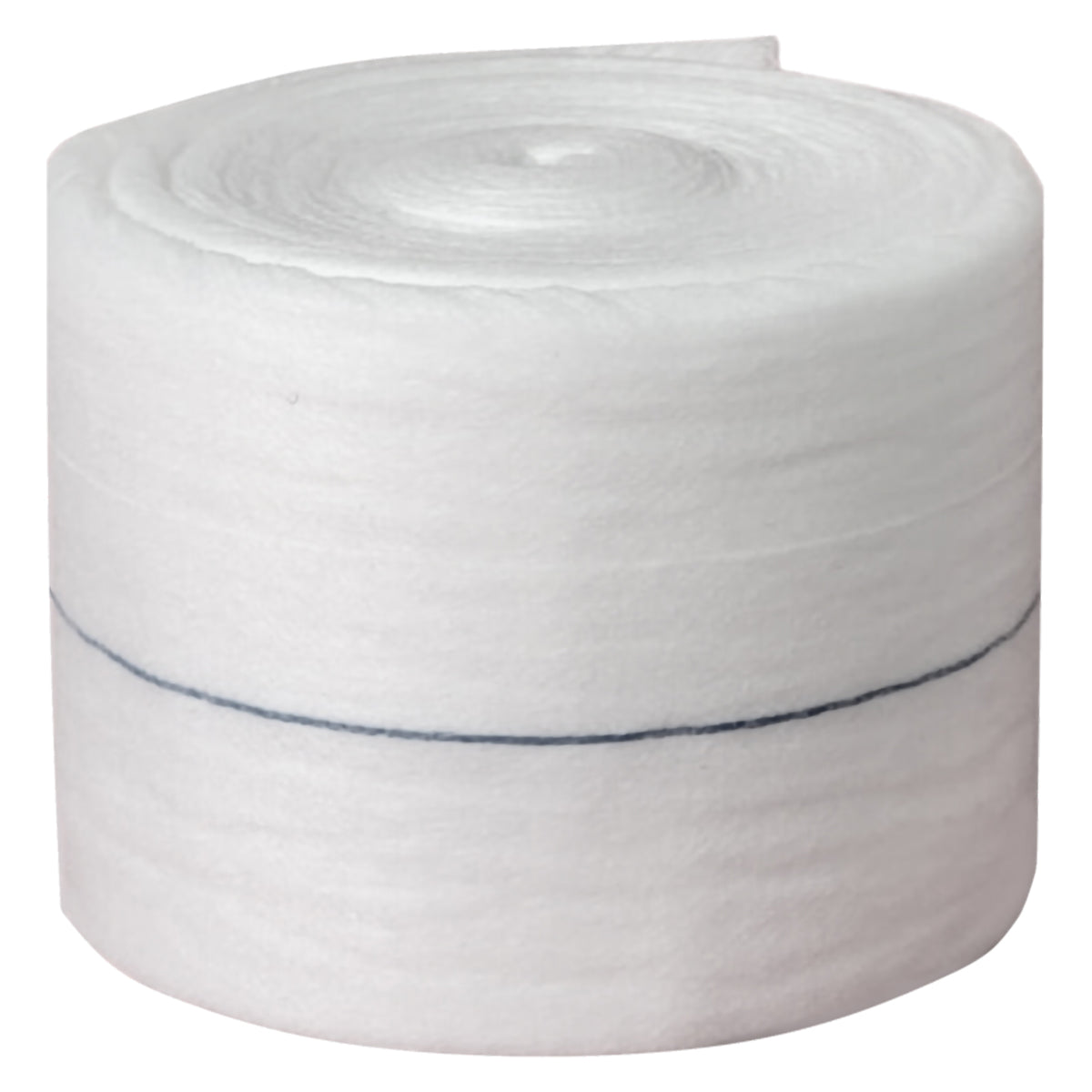 Front product view of the AeroWound Combine Dressing Roll showing the tightly wound white absorbent material and visible dark guide line around the roll. The simple isolated presentation clearly displays the substantial continuous format designed to provide 10cm wide wound padding that can be cut to the required length.
