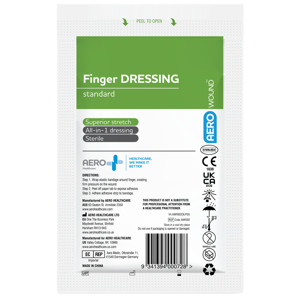 AeroWound Finger Dressing bag of 50 contoured sterile finger wound dressings