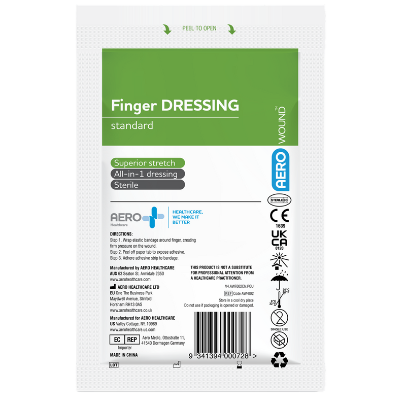 AeroWound Finger Dressing bag of 50 contoured sterile finger wound dressings