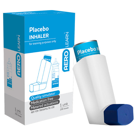Aero Healthcare AEROLEARN Asthma Placebo Inhaler non-medicated pMDI training device for inhaler technique practice in asthma management education programmes