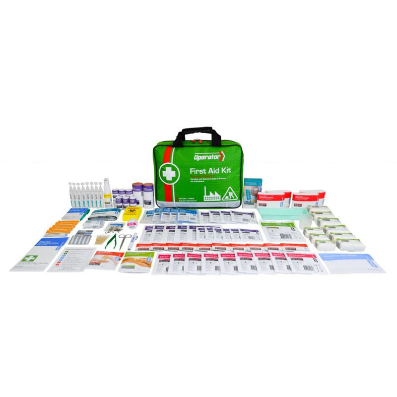 The green soft pack standing behind its contents laid out in rows across several columns