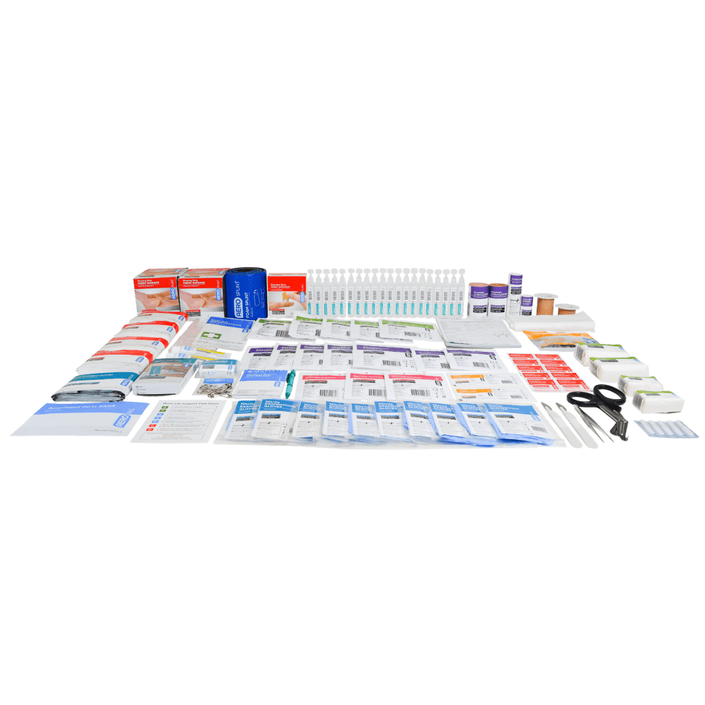 The Scale G marine refill contents laid out in rows across several columns without a case