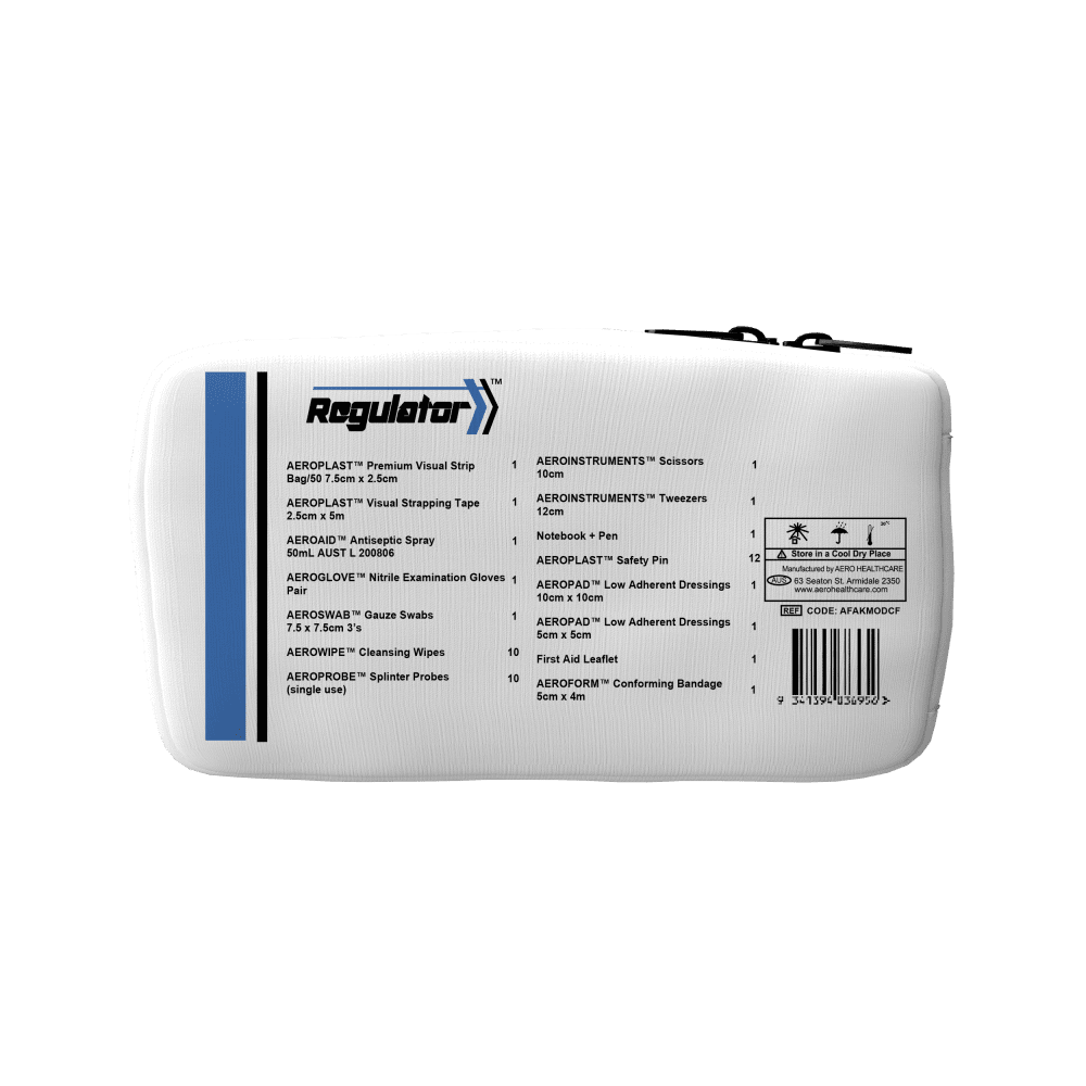 The back of the white module printed with its contents list and barcode