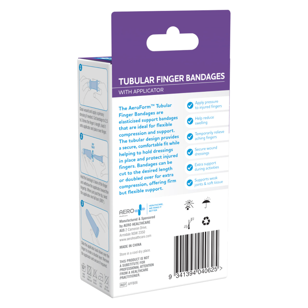 The back of the box printed with a product description and certification symbols