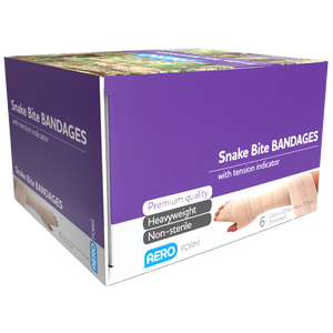 Purple AEROFORM box printed Snake Bite Bandages with tension indicator, premium quality, heavyweight and non-sterile, marked 6