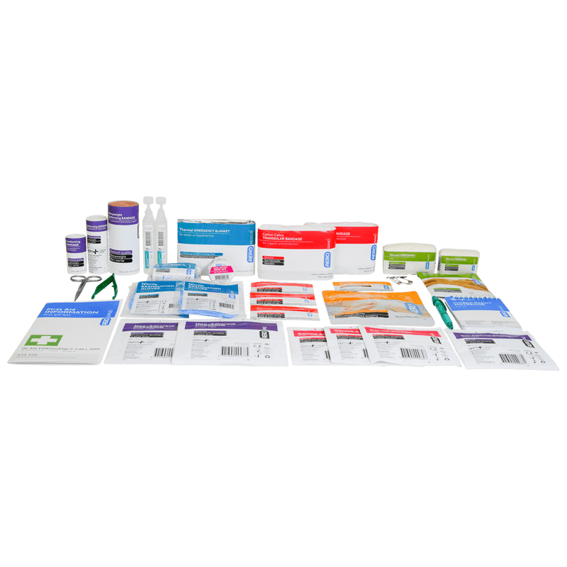 The kit contents laid out in rows without the case