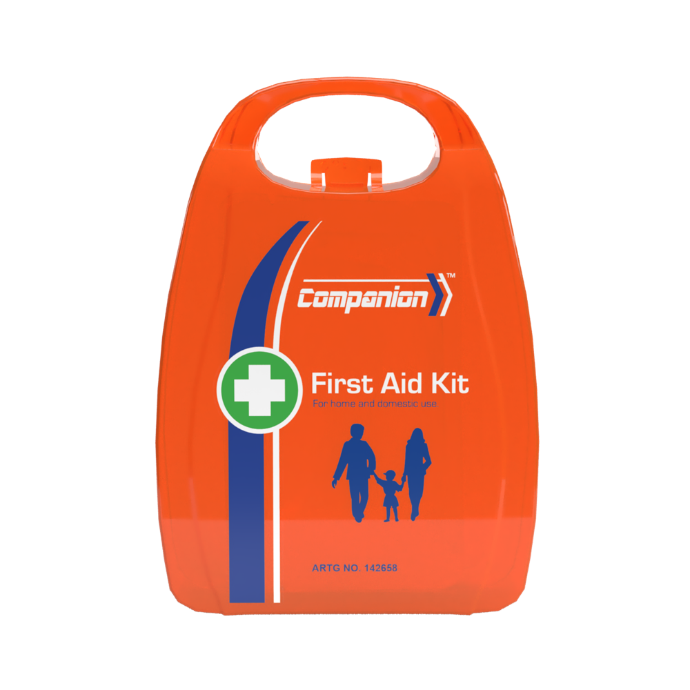 Aero Healthcare COMPANION 1 Series Plastic Personal First Aid Kit 10 x 3 x 14cm showing compact rigid plastic case for everyday carry in bags vehicles and workplace distribution