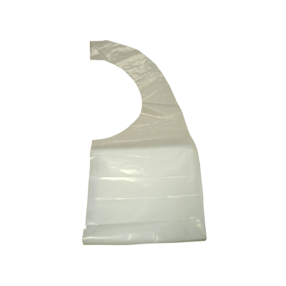 Aero Healthcare Disposable White Apron single-use polyethylene protective garment with tie fastenings at neck and waist suitable for healthcare food handling and workplace use