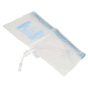 Clear inflatable hand and wrist air splint shown flat, with its inflation valve at one end and printed instructions on the face