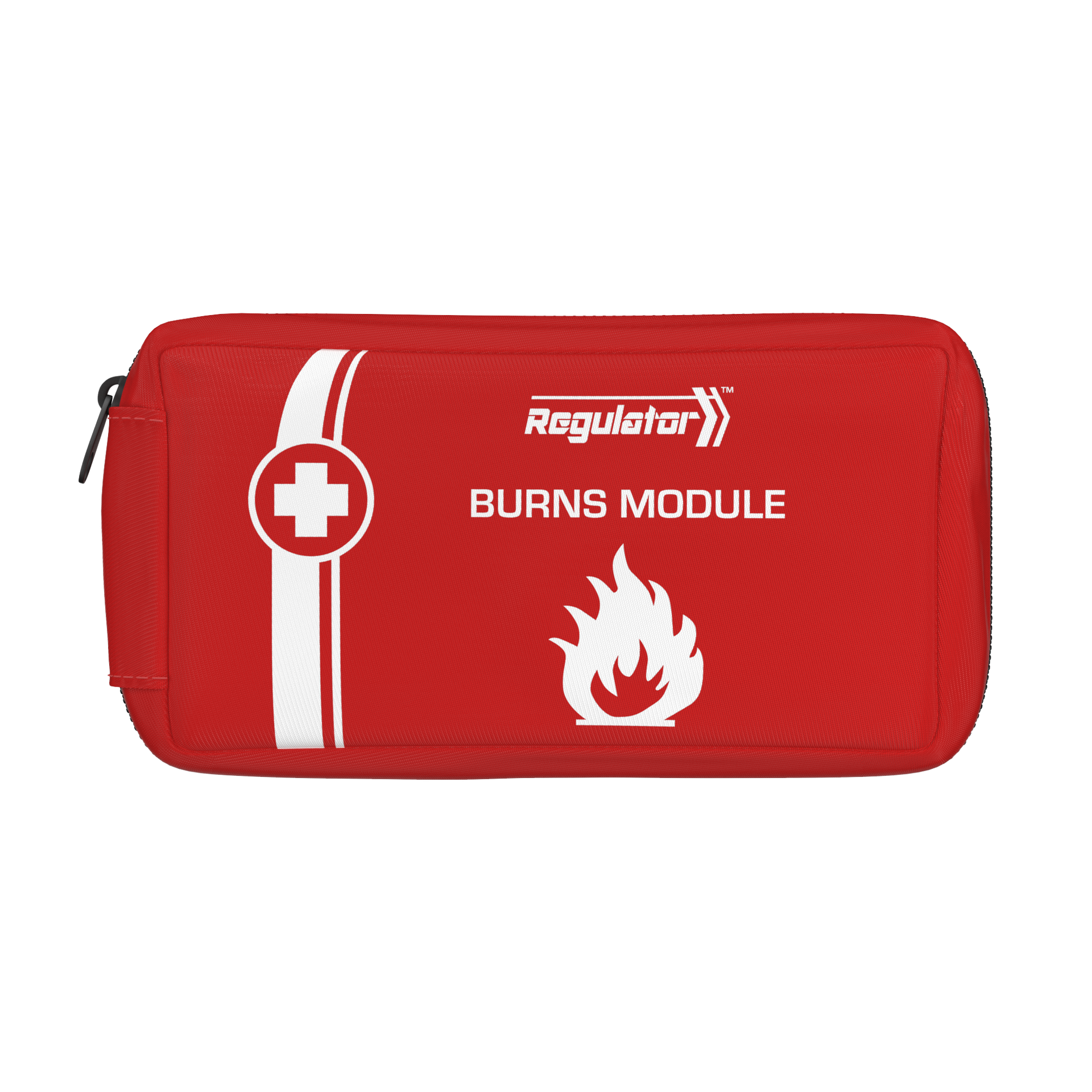 Aero Healthcare MODULATOR Red Burns First Aid Module 20 x 6 x 10cm showing red colour-coded burns module for the MODULATOR first aid system with burn-specific consumables