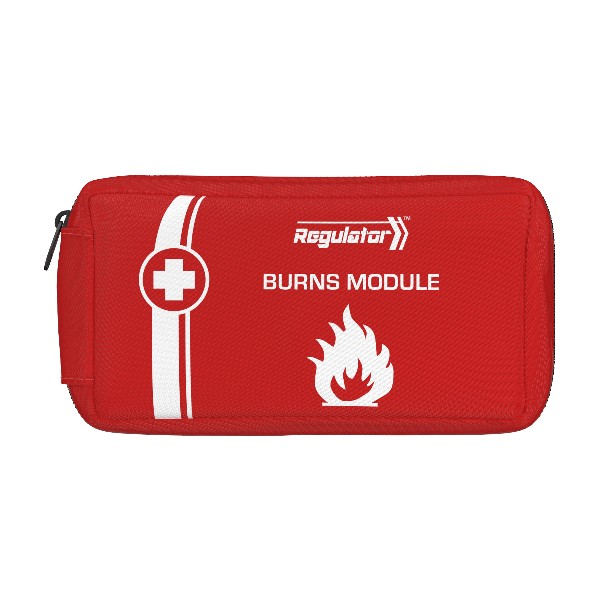 Aero Healthcare MODULATOR Red Burns First Aid Module 20 x 6 x 10cm showing red colour-coded burns module for the MODULATOR first aid system with burn-specific consumables