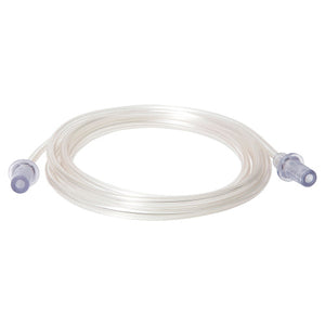 A coiled length of clear oxygen tubing with a moulded vinyl connector at each end