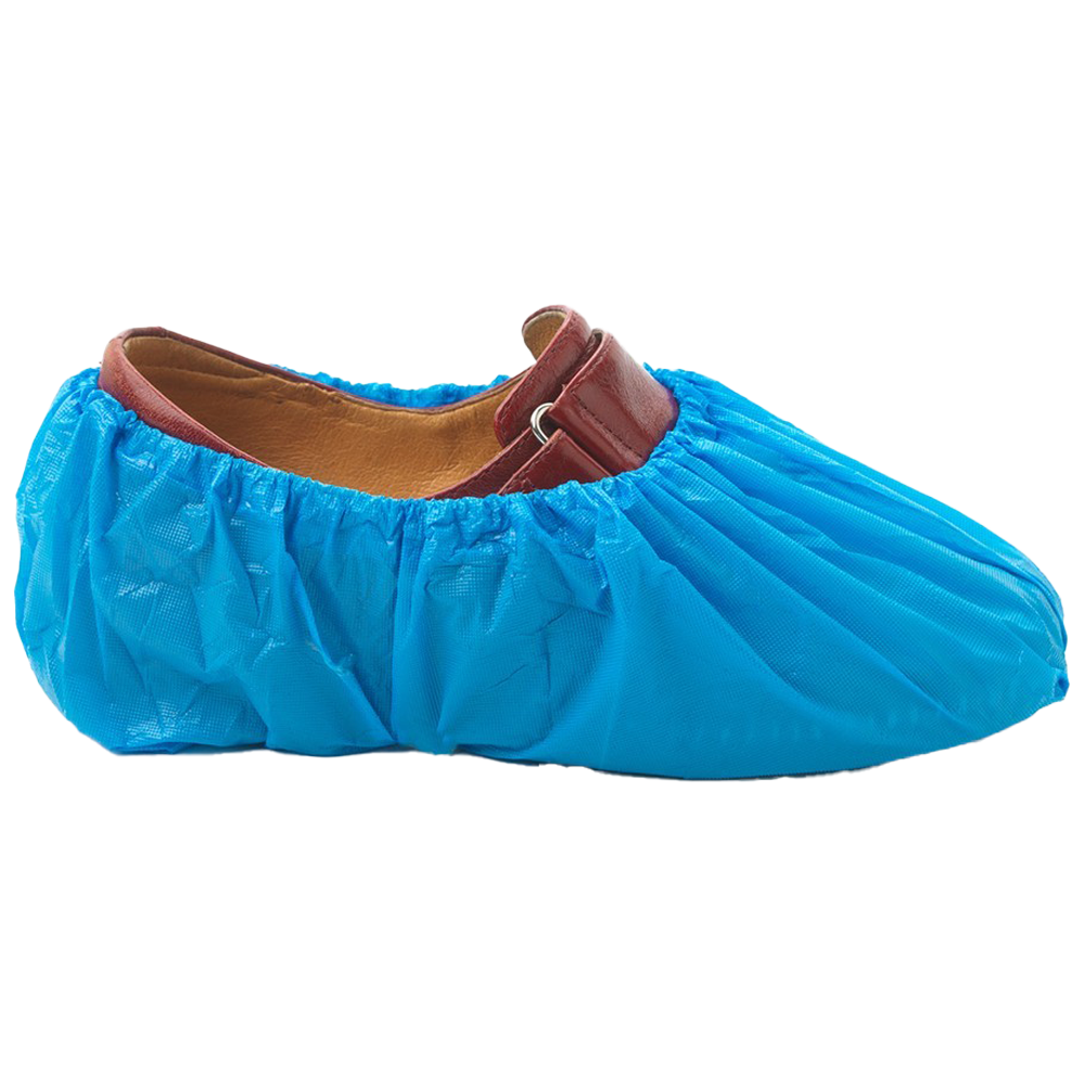 Aero Healthcare Waterproof CPE Overshoes single-use disposable shoe covers for infection control and clean area protocols in hospitals, food processing, and laboratory environments
