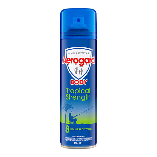 Aerogard Tropical Strength Mosquito Repellent 150g aerosol can, pack of 12, DEET-based insect protection