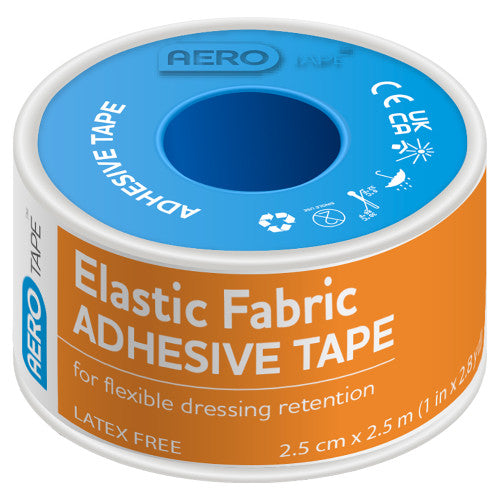 Aerotape Elastic Fabric Adhesive Tape 2.5cm x 2.5m Pack of 6 - image 1