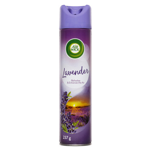 Air Wick Lavender Aerosol Air Freshener 237g cans arranged as a pack of 12