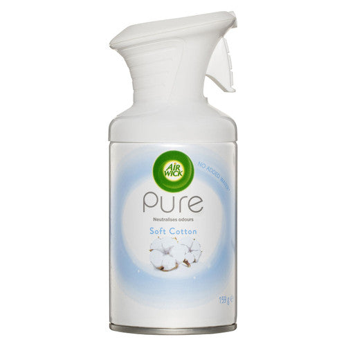 Air Wick Pure Soft Cotton 159g aerosol air freshener, pack of 6 cans