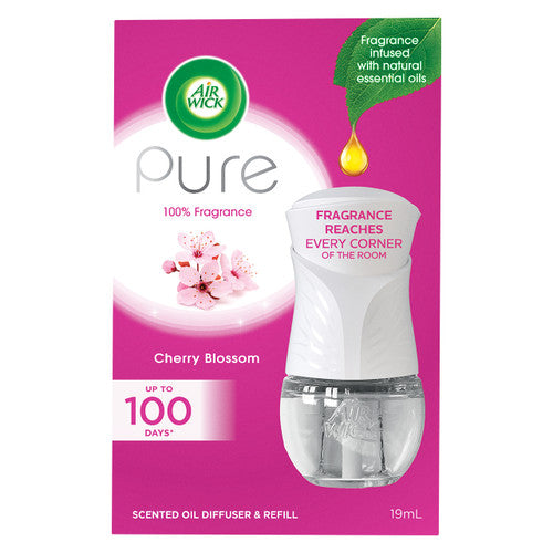 Air Wick Pure Cherry Blossom plug-in scented oil diffuser with 19ml refill bottle