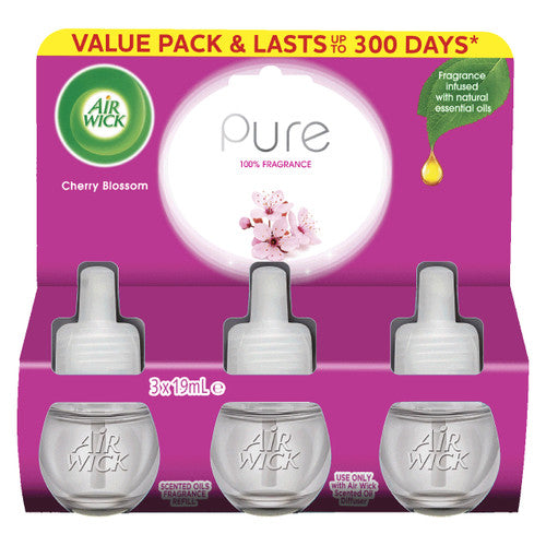 Air Wick Pure Liquid Electric Cherry Blossom triple refill pack bundle of 5, compatible with Air Wick scented oil electric diffusers