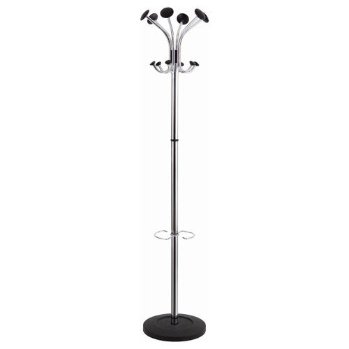 Alba Chromy Coat Rack in chrome and black, full height front view