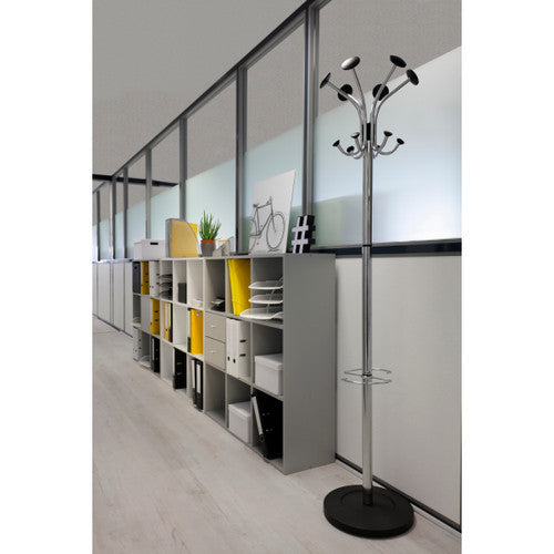 Alba Chromy Coat Rack chromed steel tube and black hook colour detail