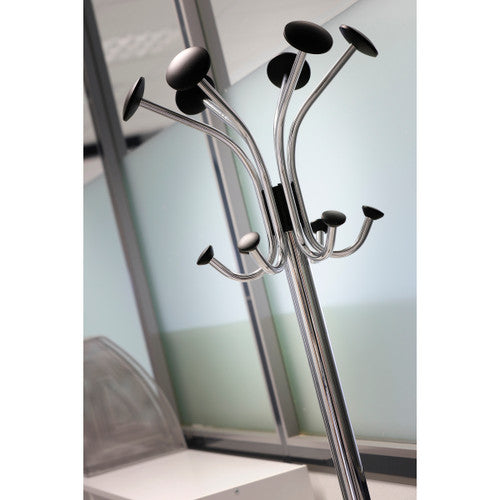 Alba Chromy Coat Rack assembled and standing in an office reception area