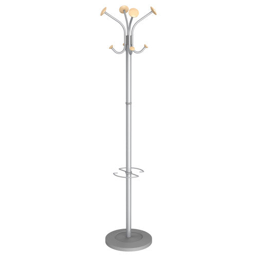 Alba Stily freestanding coat rack in wood and metallic grey finish