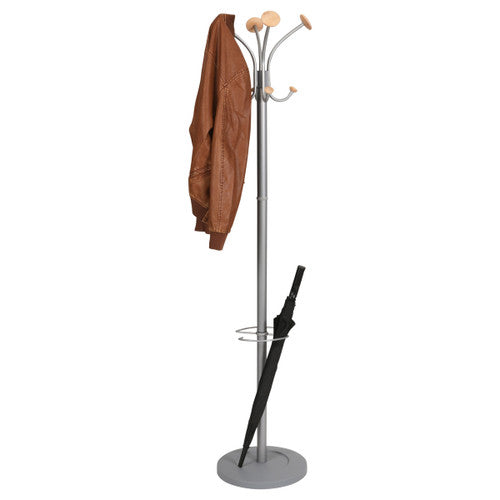 Close-up of rounded wooden coat hooks on the Alba Stily coat stand