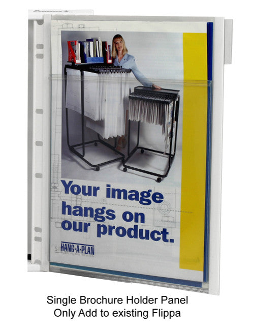 Arnos B195 Flippa single A4 brochure display panel front view showing pocket configuration