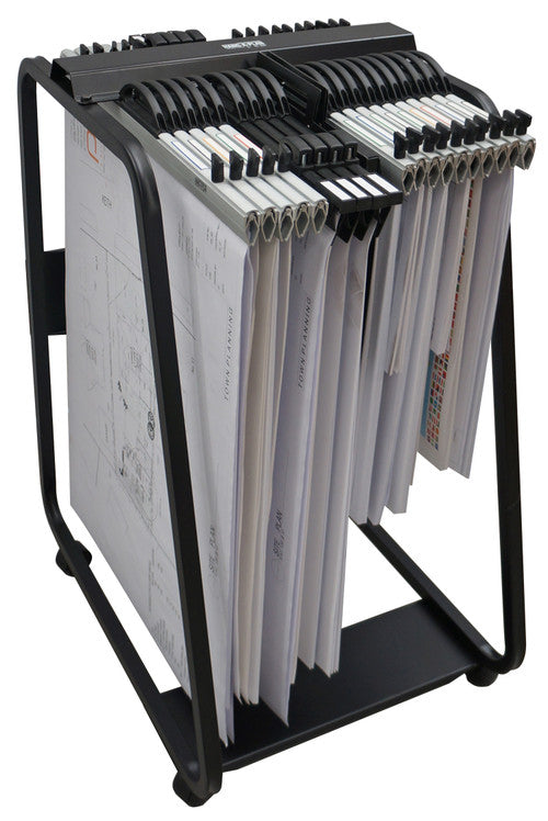 Side profile of Arnos D061 A1 plan storage trolley showing compact footprint