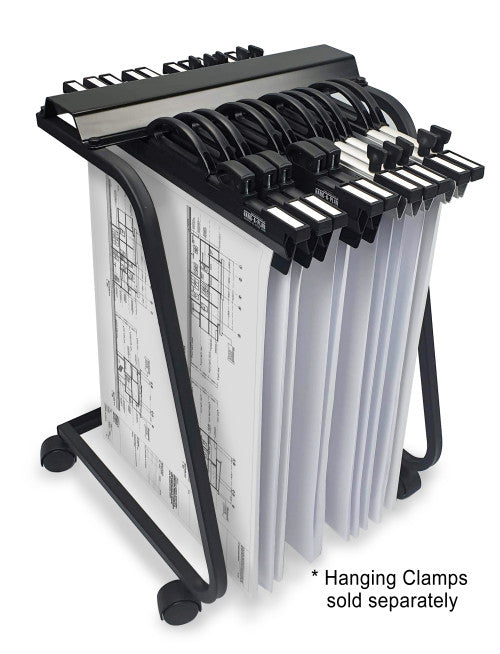 Arnos Hang-A-Plan A2 trolley loaded with plan binders in an office setting