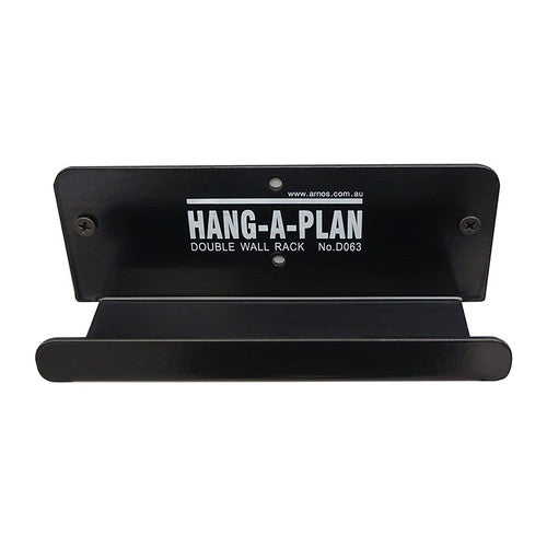 Arnos D063 Hang-A-Plan Wall Rack mounted on a wall holding 2 plan binders