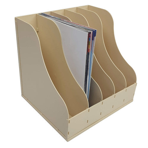 Arnos F142 Teletidy champagne PVC storage rack with five compartments for files and catalogues