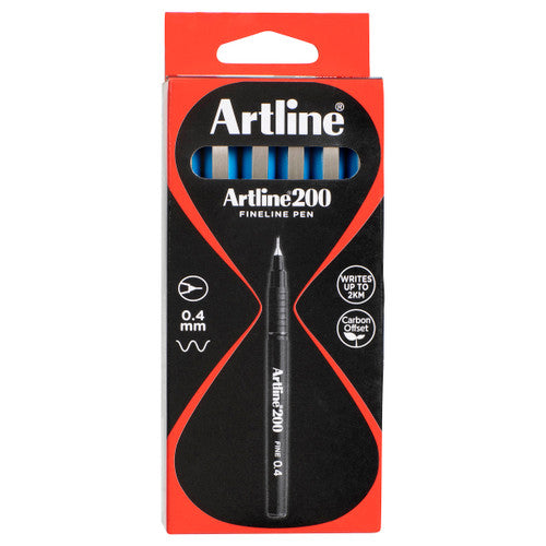 Artline 200 Bright Fineliner Pen 0.4mm Light Blue Box of 12