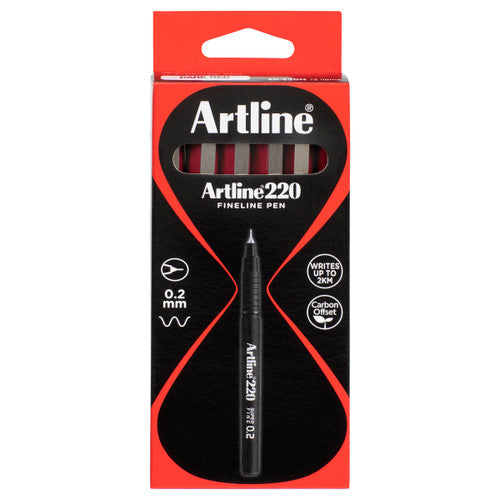 Artline 220 Fineliner Pen 0.2mm Dark Red Box of 12 - image 1