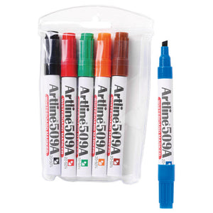 Artline 509A wallet of 6, code 150946A: clear wallet of assorted markers with one blue marker beside it