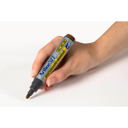 Artline 577 Whiteboard Marker 3mm Bullet Nib Brown Box of 12 - image 5